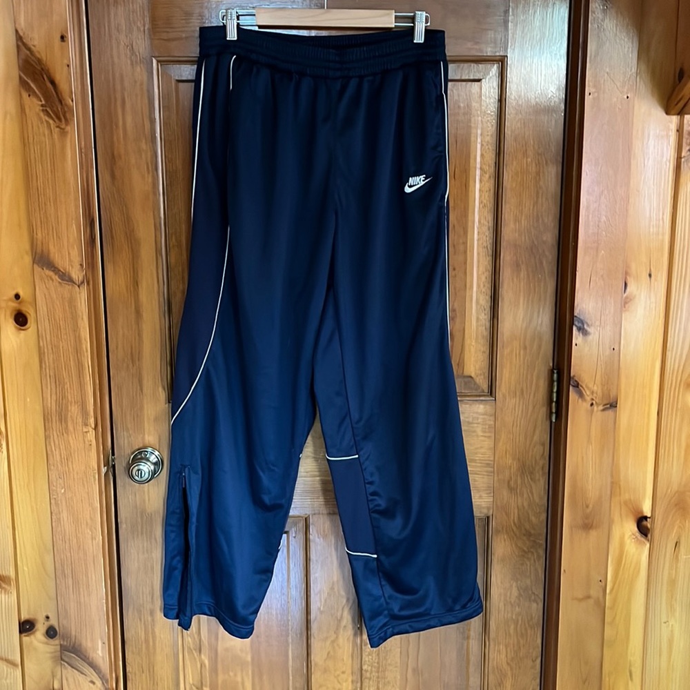 Nike Men's Blue Polyester Drawstring Ankle Zip Track Pants Size XL